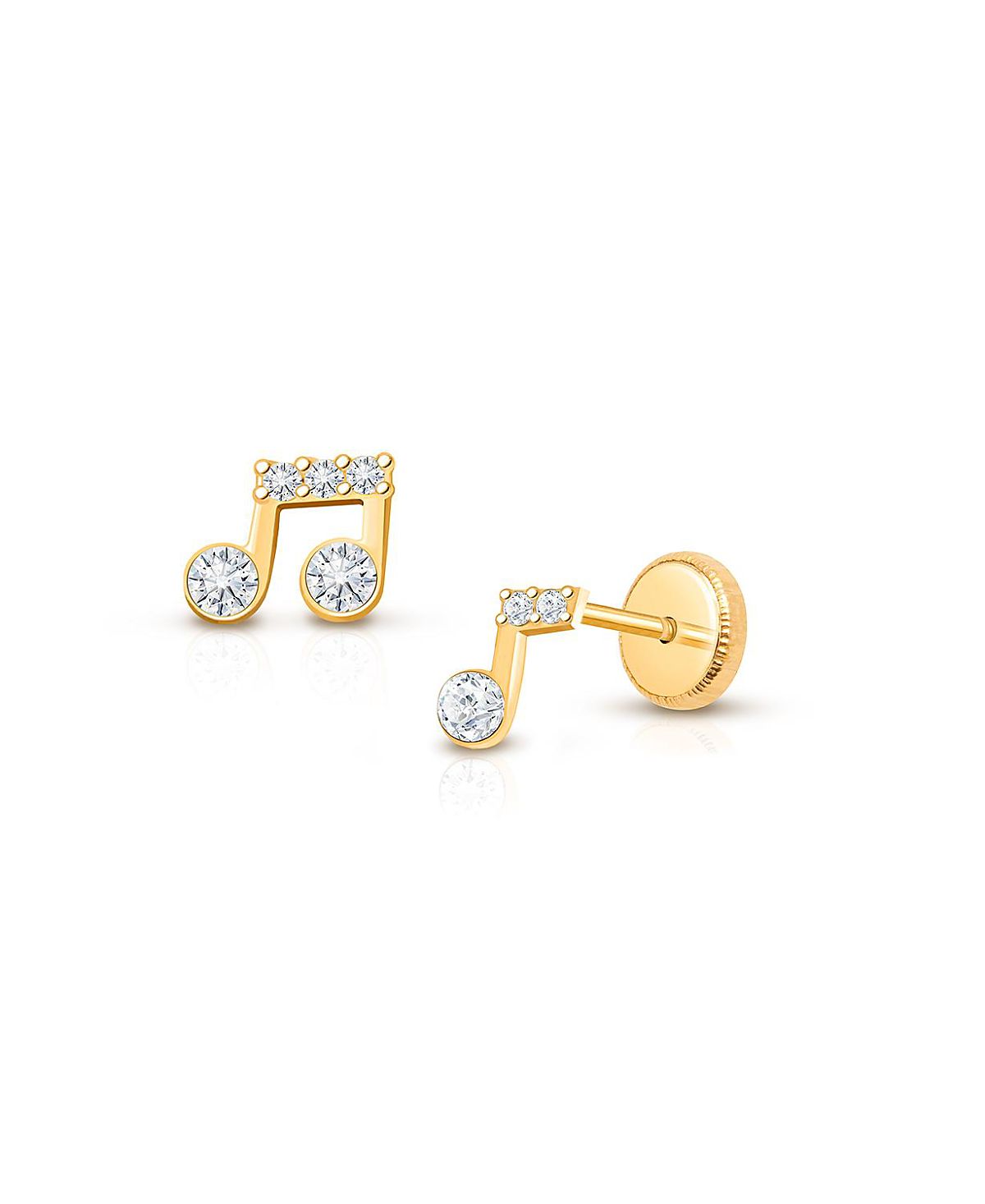 Tiny Blessings Girls' 14K Gold Magical Music Notes Studs Screw Back Earrings - Baby, Little Kid, Big Kid