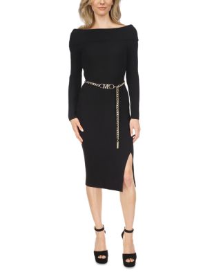 Michael Kors Ribbed Chain Belt Dress | Bloomingdale's