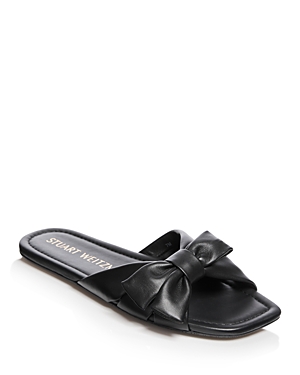 Shop Stuart Weitzman Women's Sofia Slip On Bow Slide Sandals In Black