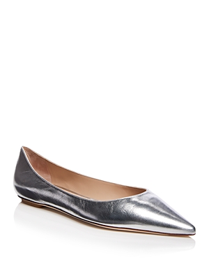 Stuart Weitzman Women's Emilia Slip On Pointed Toe Flats In Silver