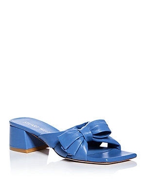 Stuart Weitzman Women's Sofia 45 Slip On Bow Sandals In Blue Steel