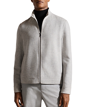 Shop Ted Baker Galow Wool Blend Full Zip Jacket In Light Gray