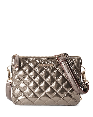 Mz Wallace Crosby Small Crossbody In Moondust Metallic Lacquer/light Gold