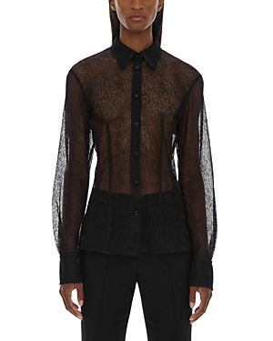 Shop Helmut Lang Seamed Sheer Button Front Shirt In Black