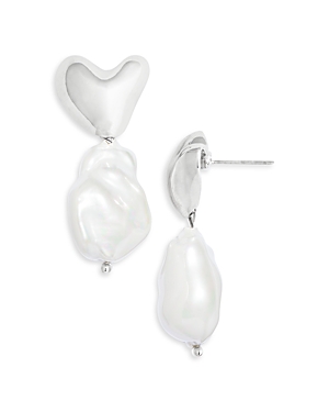 Aqua Silver Imitation Pearl Drop Earrings - 100% Exclusive