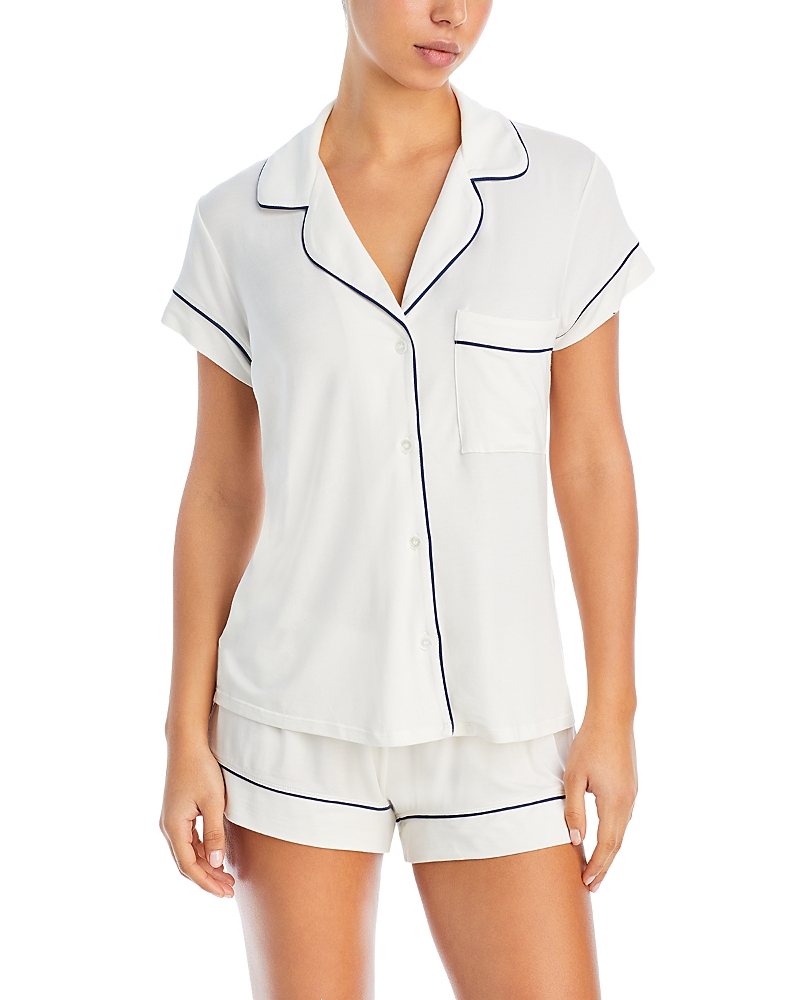 Shop Eberjey Gisele Shortie Short Set In Pure Navy