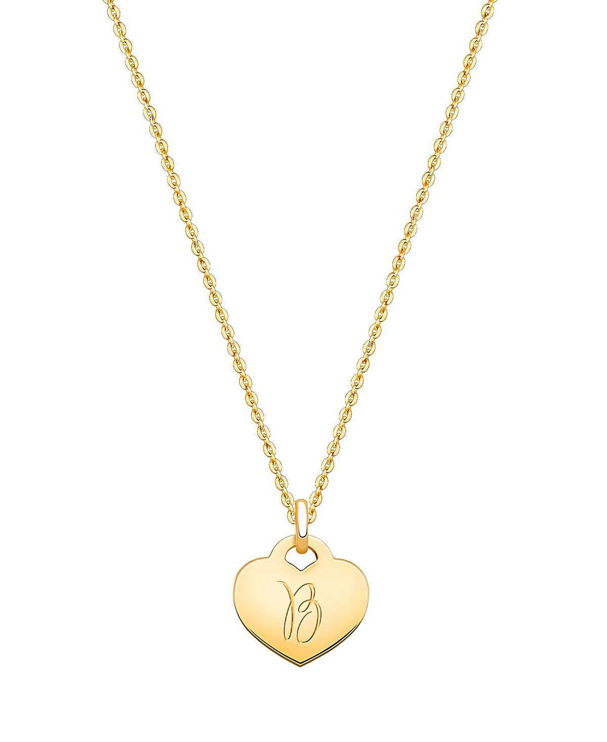 Tiny Blessings Girls' 14K Gold Baby Heart & Engraved Initial 13-14" Necklace - Children