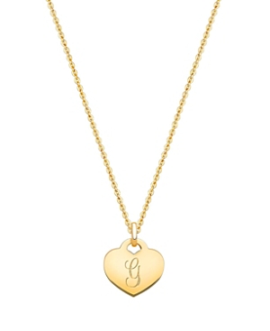 TINY BLESSINGS GIRLS' 14K GOLD BABY HEART & ENGRAVED INITIAL 13-14 NECKLACE - BABY, LITTLE KID, BIG KID