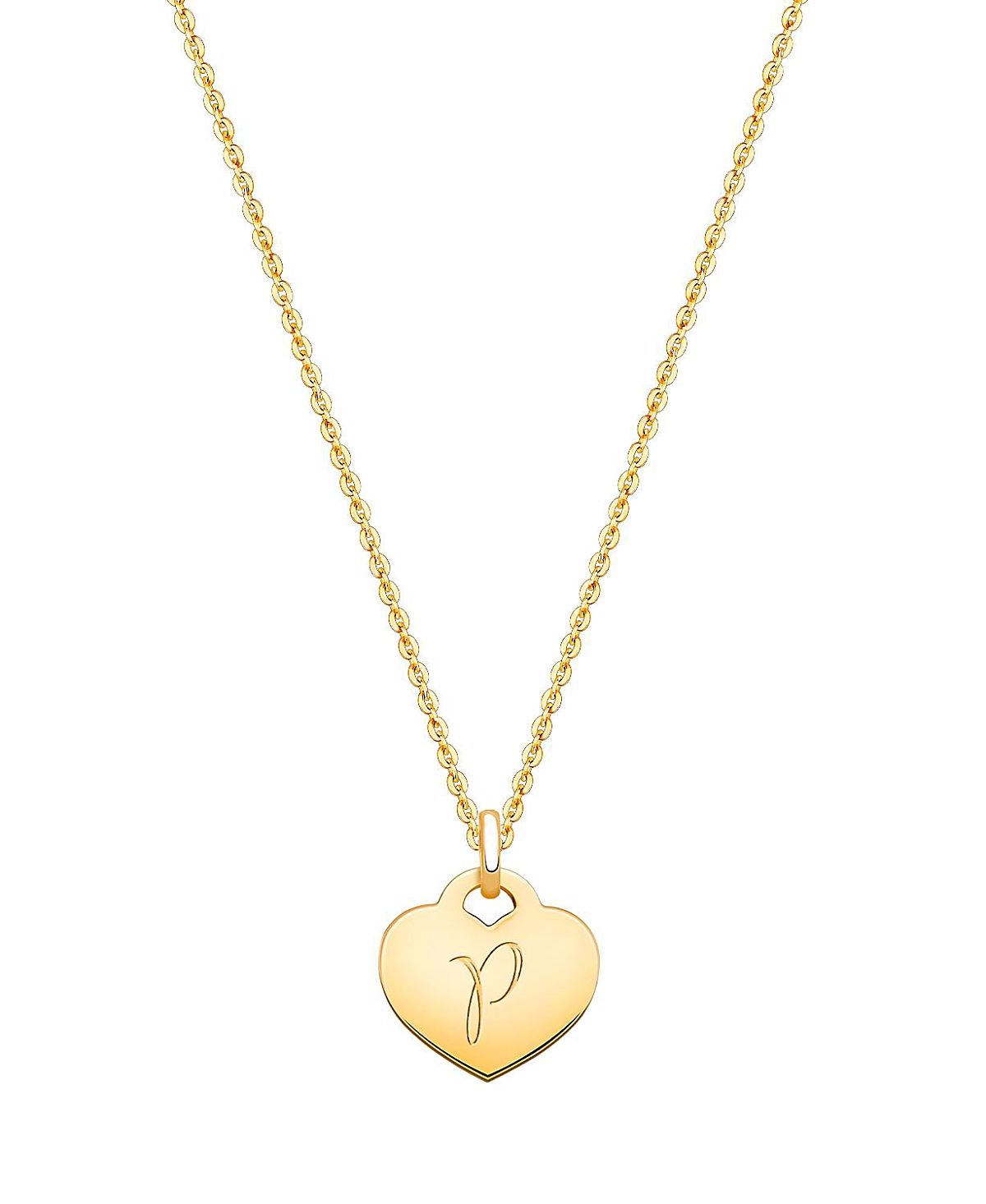 Tiny Blessings Girls' 14K Gold Baby Heart & Engraved Initial 13-14" Necklace - Children