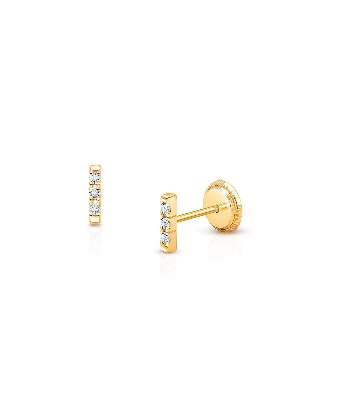Tiny Blessings Girls' 14K Gold Pave Bar Studs Screw Back Earrings - Baby, Little Kid, Big Kid