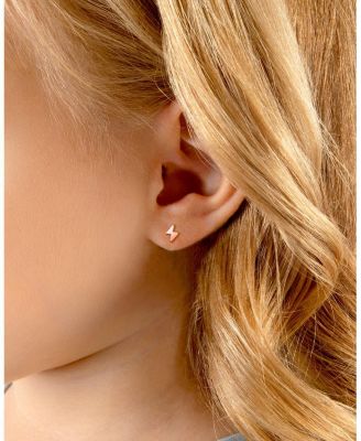 Girls' 14K Gold Lightning Bolt Studs Screw Back Earrings - Children