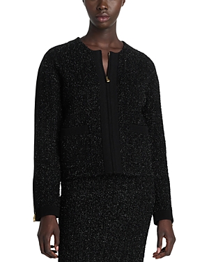 Shop St John Textured Sparkle Knit Jacket In Black Multi