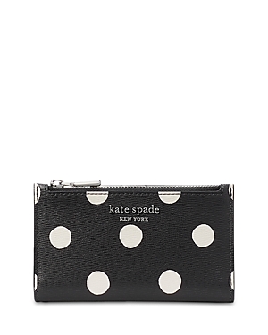 Kate Spade New York Morgan Sunshine Dot Saffiano Leather Small Slim Wallet In Black Multi