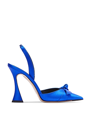 Alexandre Birman Clarita Womens Satin Slip On Slingback Heels In Electric Blue