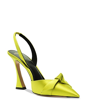 Shop Alexandre Birman Women's Clarita Bell Satin Slingback Pumps In Lime Satin