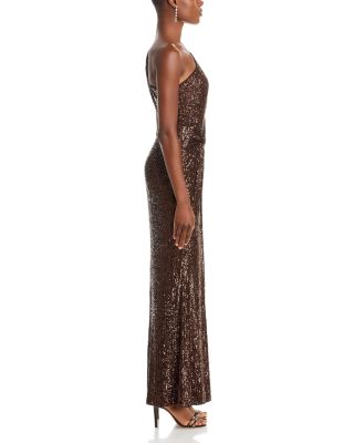 Sequined One Shoulder Gown