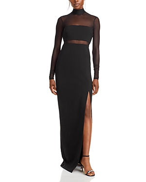 Likely Andie Mock Neck Illusion Gown In Black