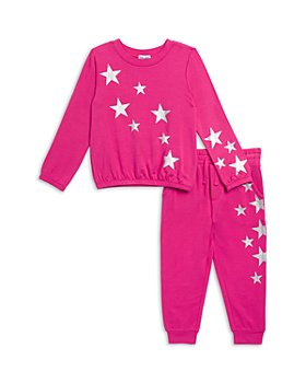 Splendid - Girls' Supersoft Glitter Star Print Sweatshirt & Sweatpants Set - Little Kid