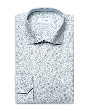 Shop Eton Slim Fit Micro Floral Shirt In Light Blue