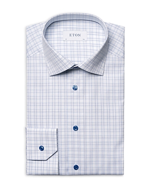 Shop Eton Contemporary Fit Check Shirt In Light Blue