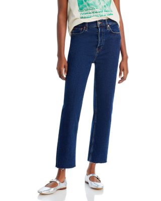 RE/DONE Stove Pipe High Rise Straight Jeans in Dark Rinse