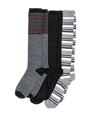 Hue Fashion Knee Socks, Set Of 3 In Gray Heather