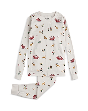 Firsts By Petit Lem Unisex Santa's Workshop Pajama Set - Baby In Beige