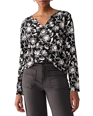 Shop Sanctuary Perfect Long Sleeve Split Neck Top In Midnight
