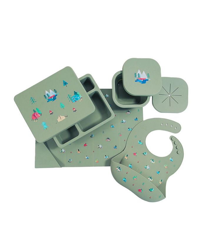 Silicone Bento Box Camper Sage Green for Toddlers and Kids