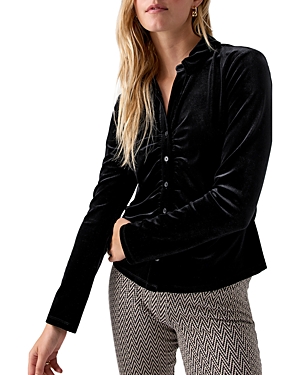 Sanctuary Dreamgirl Ruched Knit Shirt In Black