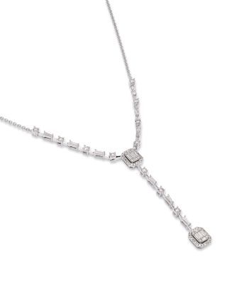 Diamond Mosaic Lariat Necklace in 14K White Gold, 1.0 tcw
