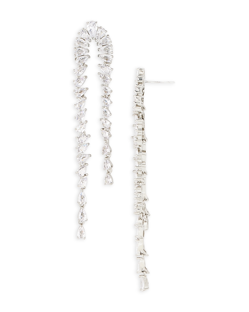 Shashi Pear Cut Cubic Zirconia Drop Earrings In Silver