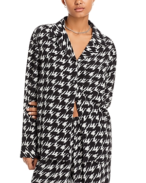 Shop Anine Bing Aiden Shirt In Houndstooth Print