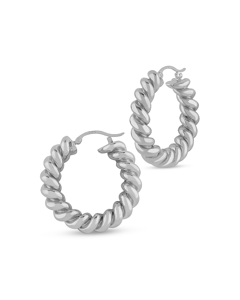 Shop Bloomingdale's Spiral Twist Medium Hoop Earrings In Sterling Silver