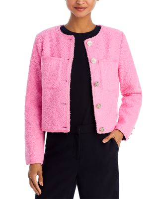 AQUA - Rhinestone Button Boucl&eacute; Jacket - Exclusive