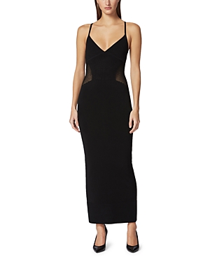 Herve Leger Mixed Pointelle Strappy Gown In Black