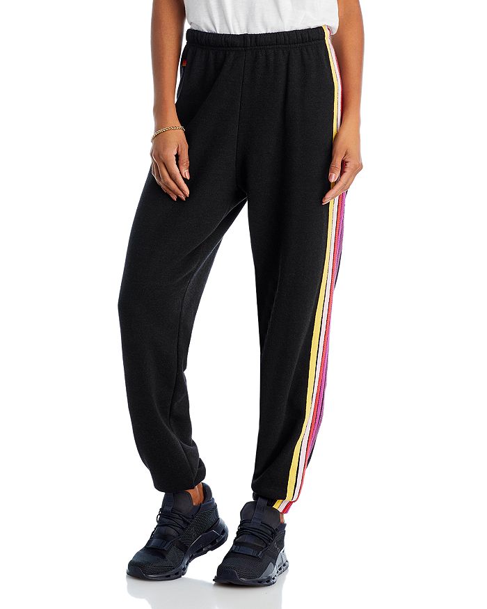 Aviator Nation Rainbow-stripe Sweatpants In Black Wonka