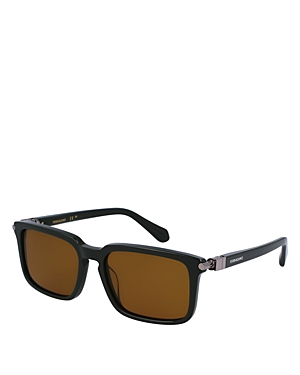 Shop Ferragamo Prisma Rectangular Sunglasses, 56mm In Black/brown Solid