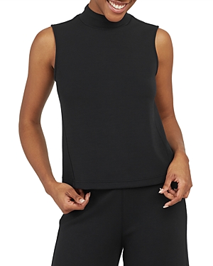 Shop Spanx Airessentials Mock Neck Top In Very Black