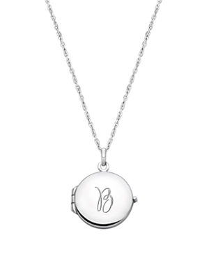 Tiny Blessings Girls' Sterling Silver Round Locket & Engraved Initial 14-16 Necklace - Baby, Little Kid, Big Kid In Silver - B