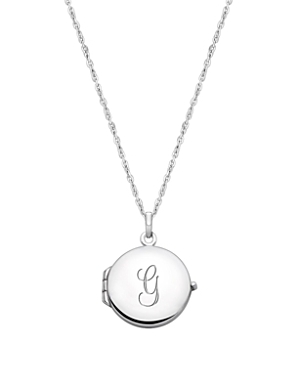 Tiny Blessings Girls' Sterling Silver Round Locket & Engraved Initial 14-16 Necklace - Baby, Little Kid, Big Kid In Silver - G