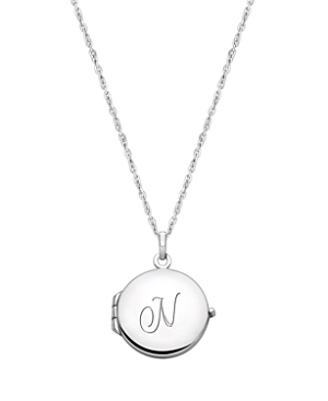 Tiny Blessings Girls' Sterling Silver Round Locket & Engraved Initial 14-16 Necklace - Baby, Little Kid, Big Kid In Silver - N