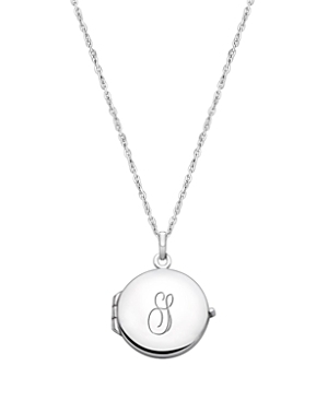 Tiny Blessings Girls' Sterling Silver Round Locket & Engraved Initial 14-16 Necklace - Baby, Little Kid, Big Kid In Silver - S
