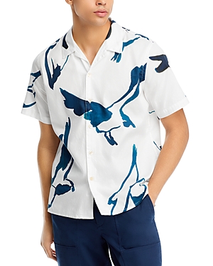 Ps By Paul Smith Cotton Printed Short Sleeve Button Shirt In White
