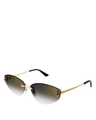 Cartier Panthere Light 24K Gold Plated Cat Eye Sunglasses, 65mm