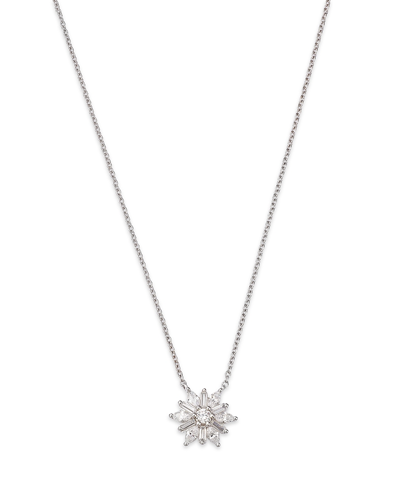 Bloomingdale's Diamond Starburst Pendant Necklace In 14k White Gold, 0.45 Ct. T. W., 16-18 In White
