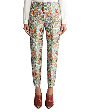 Shop Etro Floral Jacquard Ankle Pants In Multiflower