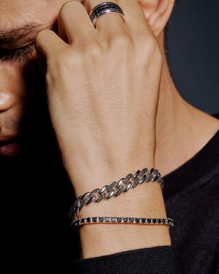 Men&#39;s Black Diamond Band in 14K White Gold, 2.0 tcw 