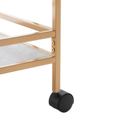 Ingrid 3 Tier Gold Rectangle Bar Cart