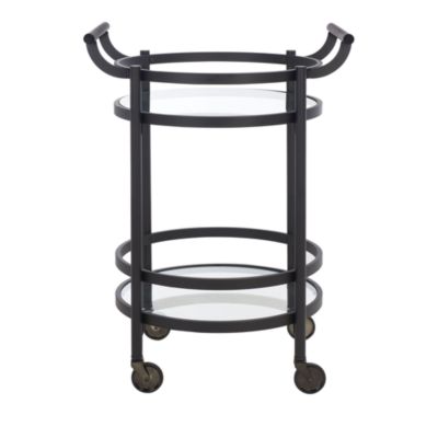 Sienna Black 2 Tier Round Bar Cart